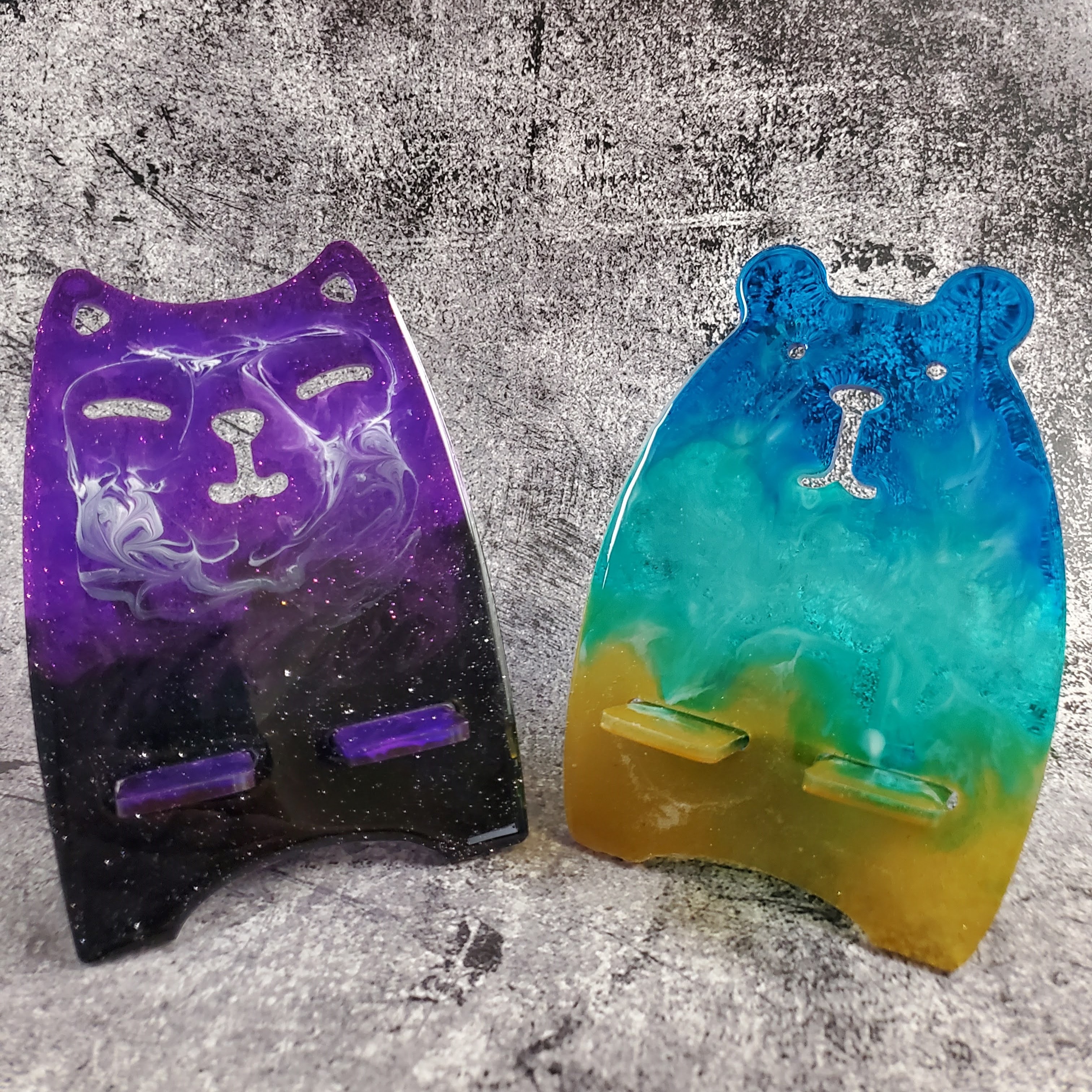 Galacticat and Beach Bear Phone Stands